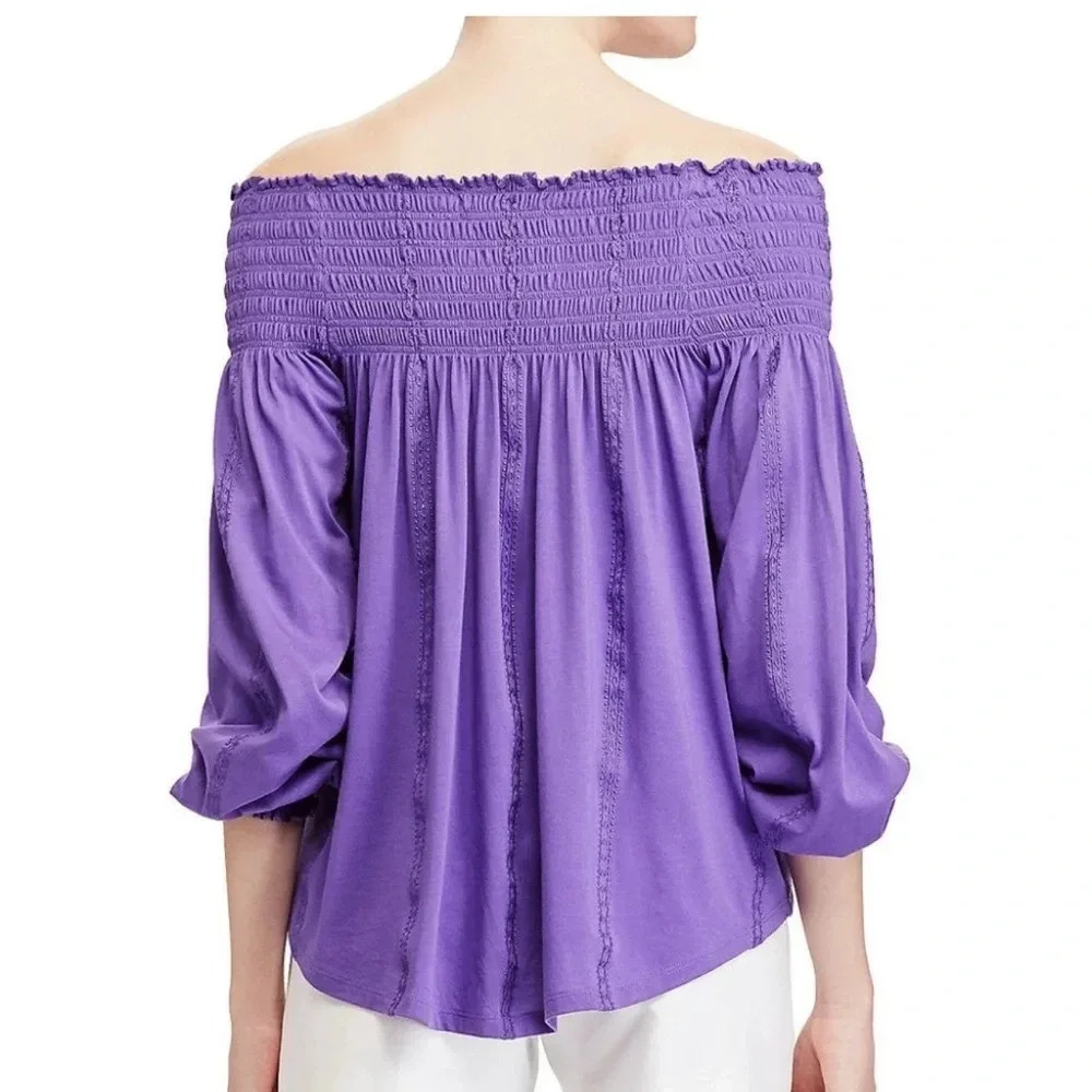 Lauren Ralph Lauren Purple off the shoulder Top - size Large - EUC - Picture 2 of 8